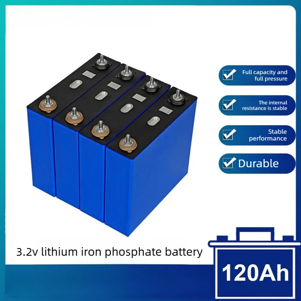 3.2V 120Ah LiFePO4 Battery Grade A Rechargeable Prismatic Cell Solar Energy Storage RV Camper EV Deep Cycle for DIY 12V 24V Pack