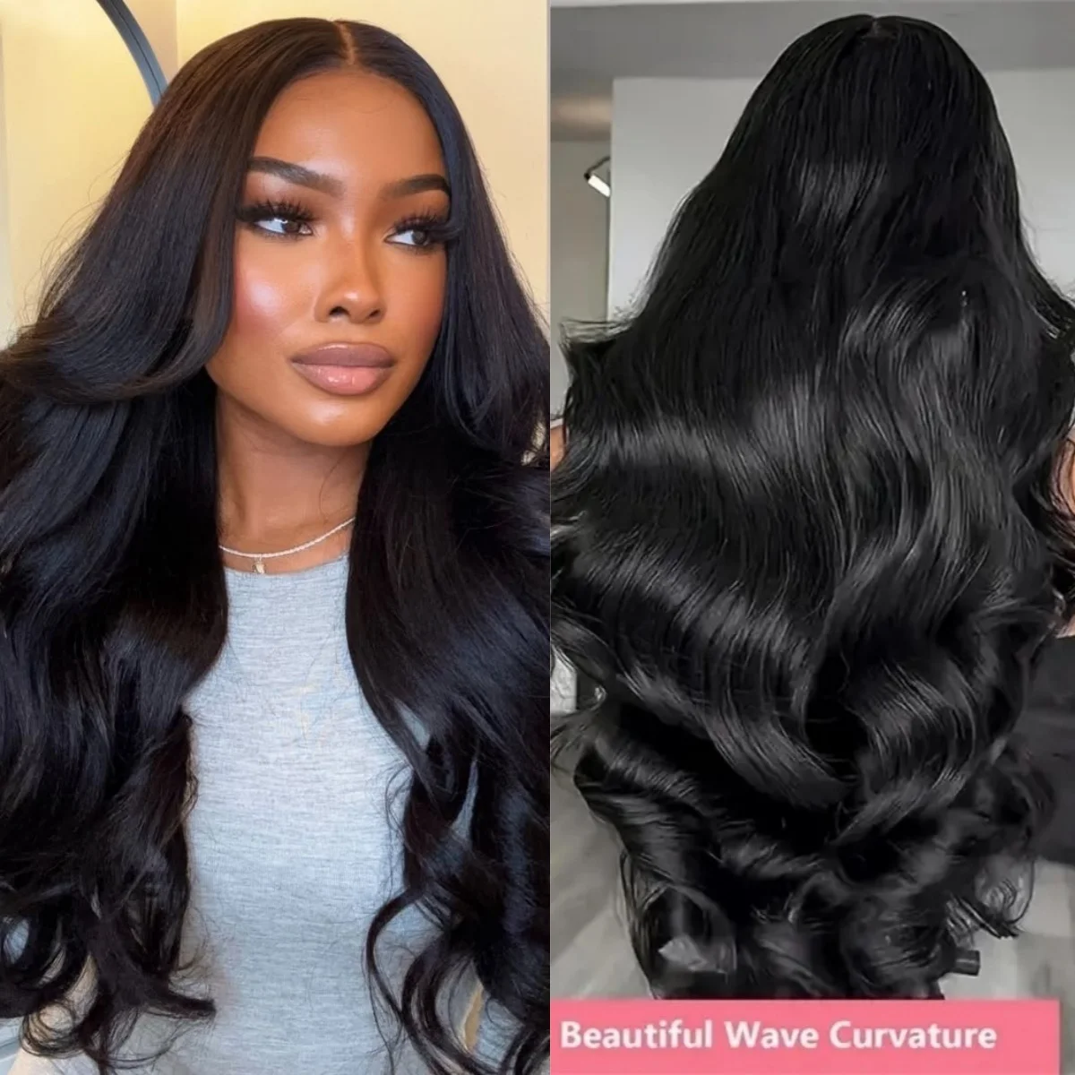 13×4 Объемная волна 13×6 Предварительно сорванные кружевные фронтальные парики из натуральных волос Прозрачный 220 Плотность 5×5 Натуральный цвет Парик фронта шнурка для женщин 1B