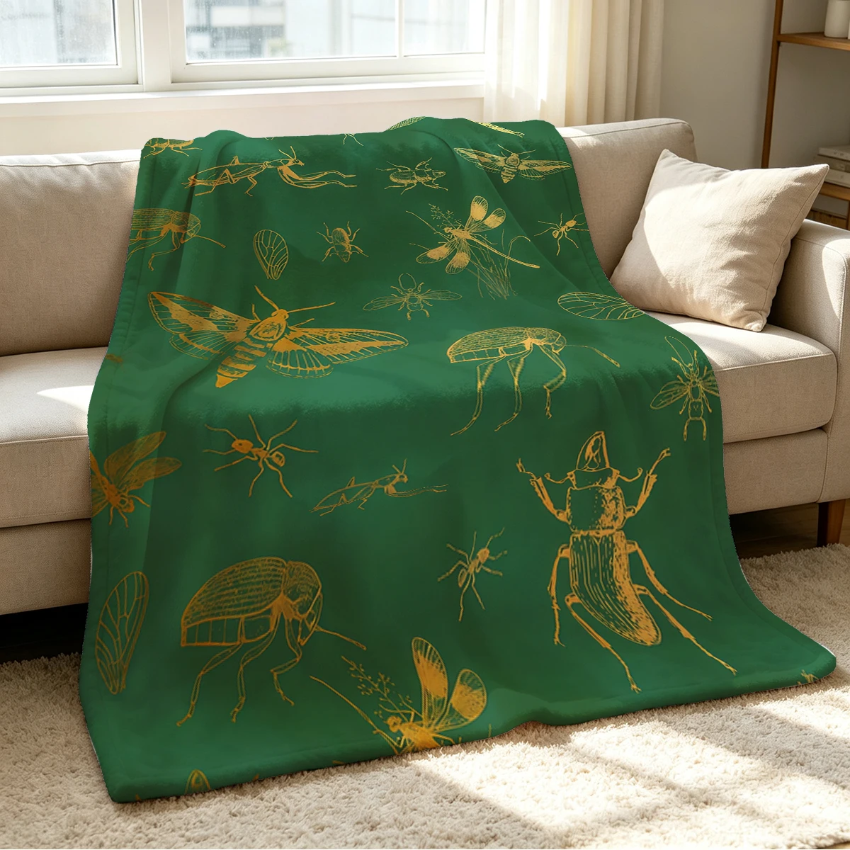 Bug Print Blanket Soft Cozy Throw for Sofa Bed Festive Holiday Decor Gift for Kids and Adults,Lightweight and Warm