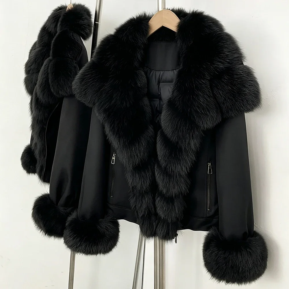 OFTBUY New Winter Duck Down Women Real Fox Fur Collar Parka Female Natural Fur Puffer Jacket Fur Cuffs Casual Coat Outerwear