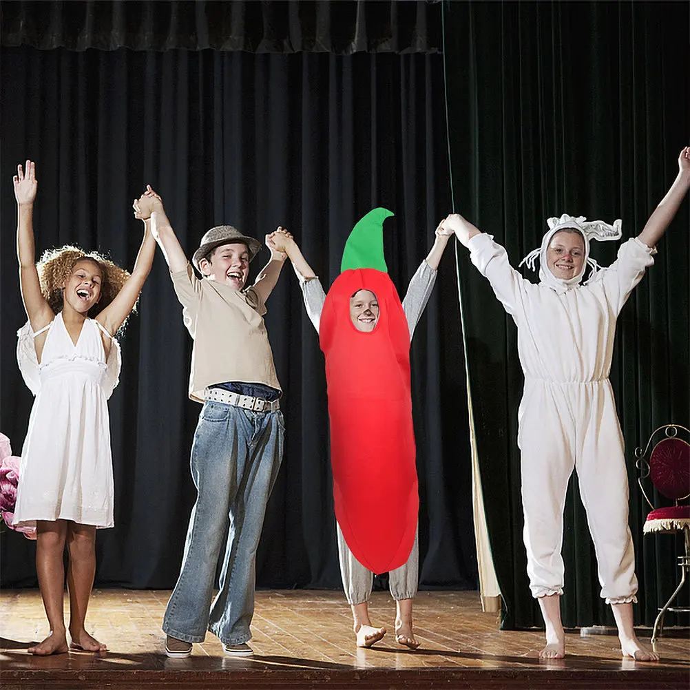 

Kids Chili Pepper Cosplay Costume Fabric Lightweight Pepper Outfit Reusable for Cosplay Party Stage Performance