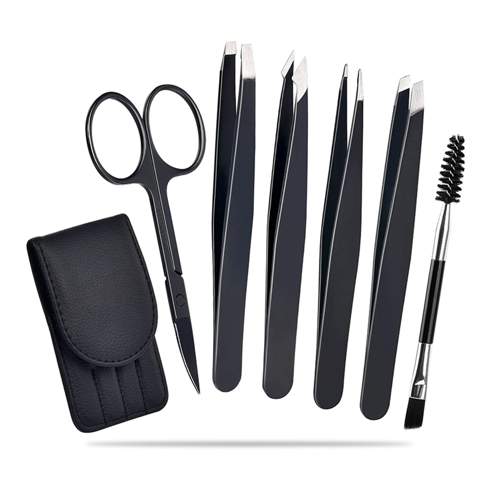 7 pièces pince à cils ensemble coupe des sourcils pinces à sourcils brosse haute précision en acier inoxydable Extension de cils pince à épiler ensemble