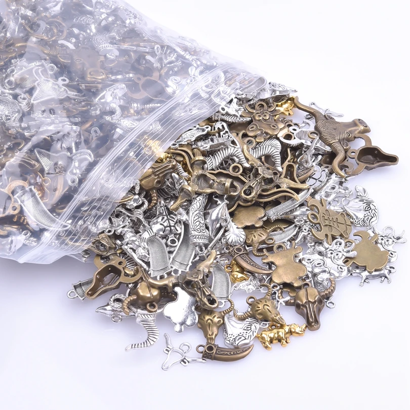 10PCS Vintage Horn Alloy DIY Handmade Pendant Stylish Jewelry Charms Earrings And Bracelet Accessories