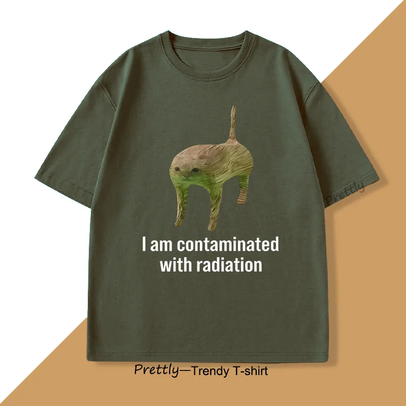 I Am Contaminated Funny Cat Meme T Shirt Men Women Cotton Tee Weirdcore Clothing Unhinged T-Shirt Casual Short Sleeve Tees Top