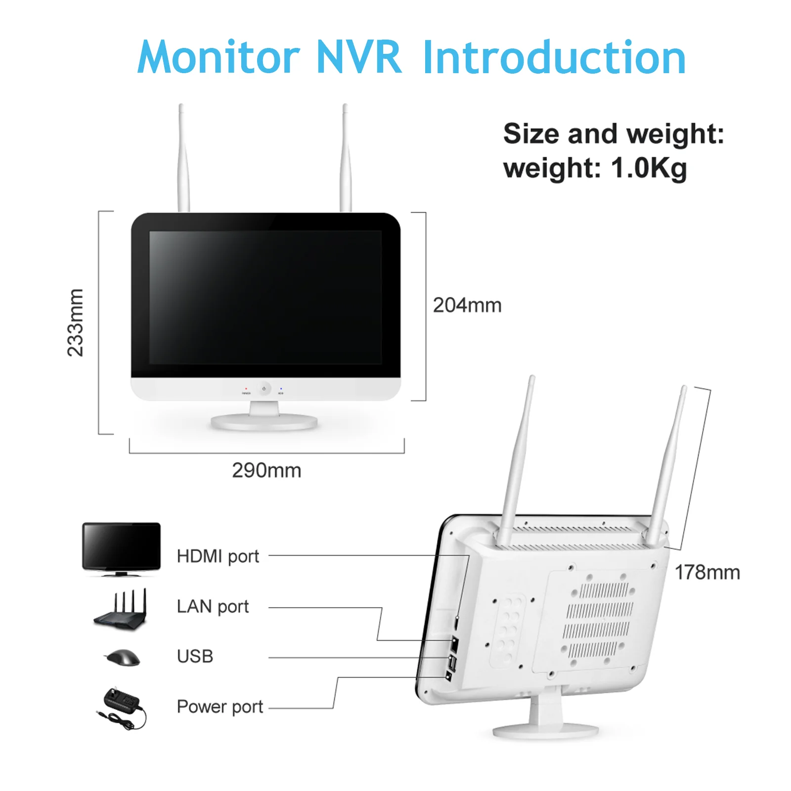 Jennov 10CH Home NVR 5MP Wireless Security Camera System WiFi Outdoor IP Audio with 1TB HDD