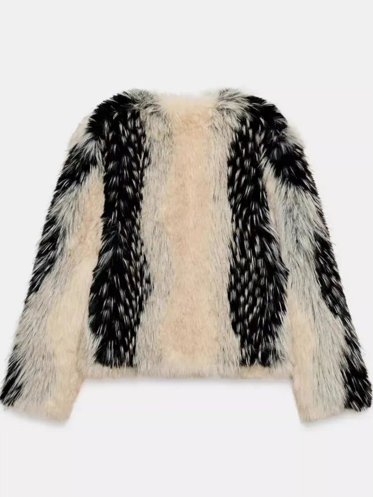 وصل حديثًا لشتاء 2025 معطف نسائي بياقة ort Jaet من الفرو الصناعي بتأثير الدفء معطف Ne ملابس خارجية نسائية ملمس مميز #5