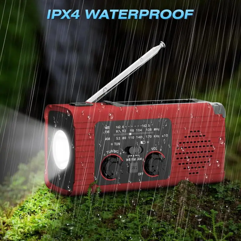 Solar Hand Crank Radio Portable AM/FM/NOAA Wind up Radio 3 Way Charging Weather Radio Crank Radios Power Bank for Travel Long