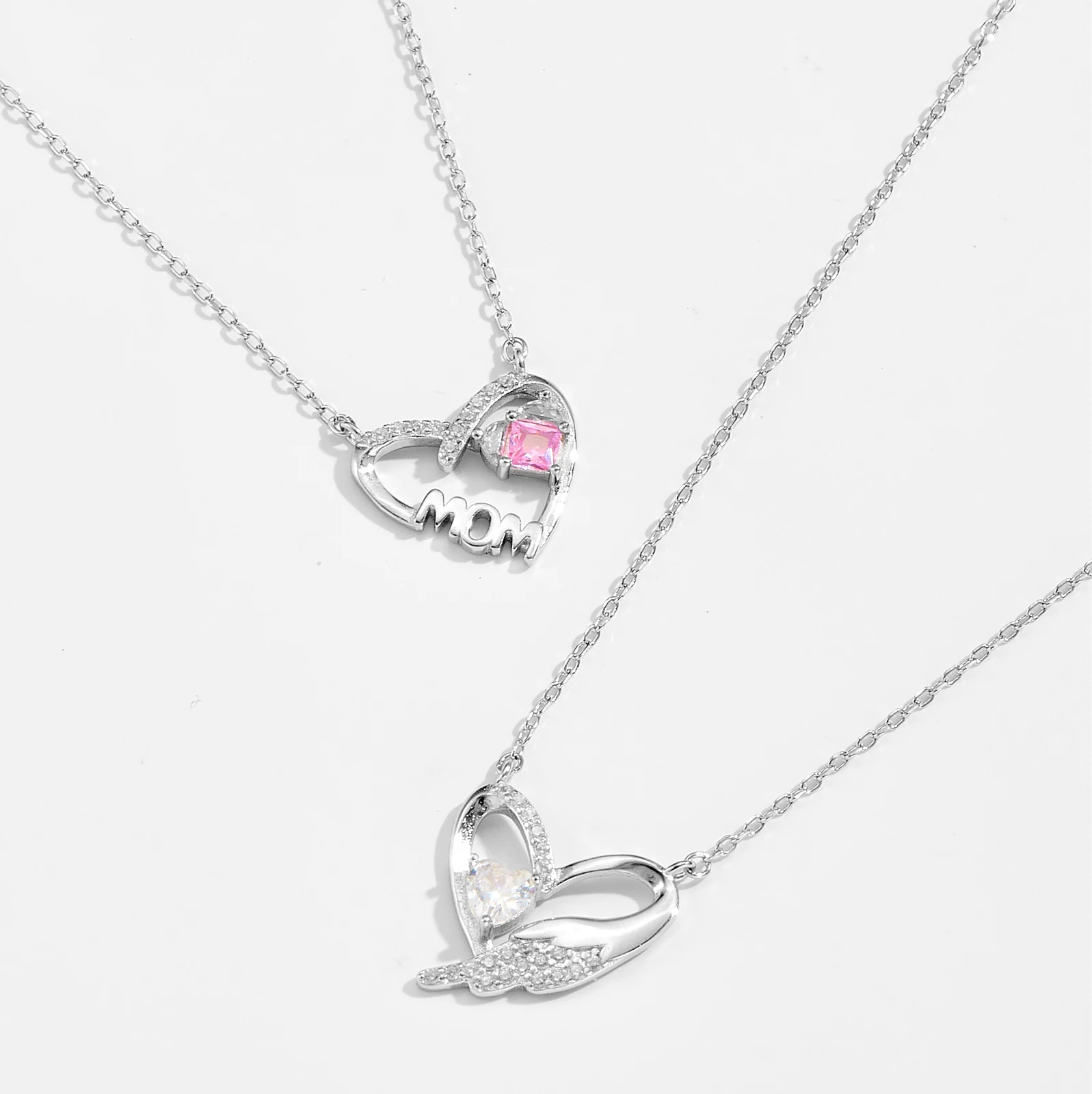 

VEWANT 925 Sterling Silver Mom Heart Necklaces with Pink & Clear Zircon, 2025 Luxury Dainty Perfect Anniversary Gifts for Women