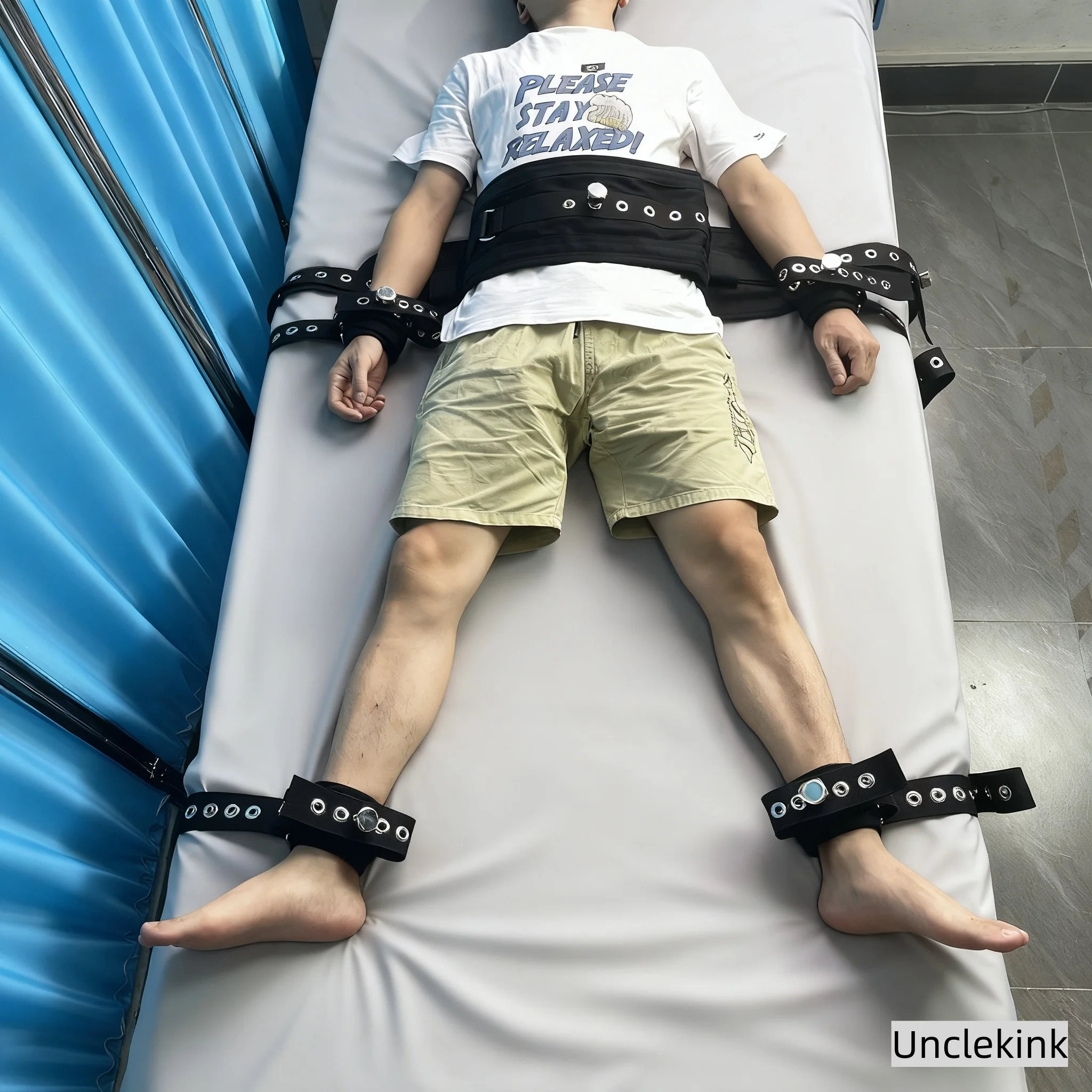 Bed Restraints Ser Psychiatric Bed Straps Adjustable Belt Hand and Ankle Cuffs Waist Belly Bondage for Patients Medical Care