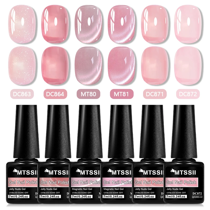 6pcs Macaron Series Magnetic Gel & Color Gel Nail Polish Set Semi Permanent Soak Off UV LED Gel Varnish Nail Art Nail Supplies