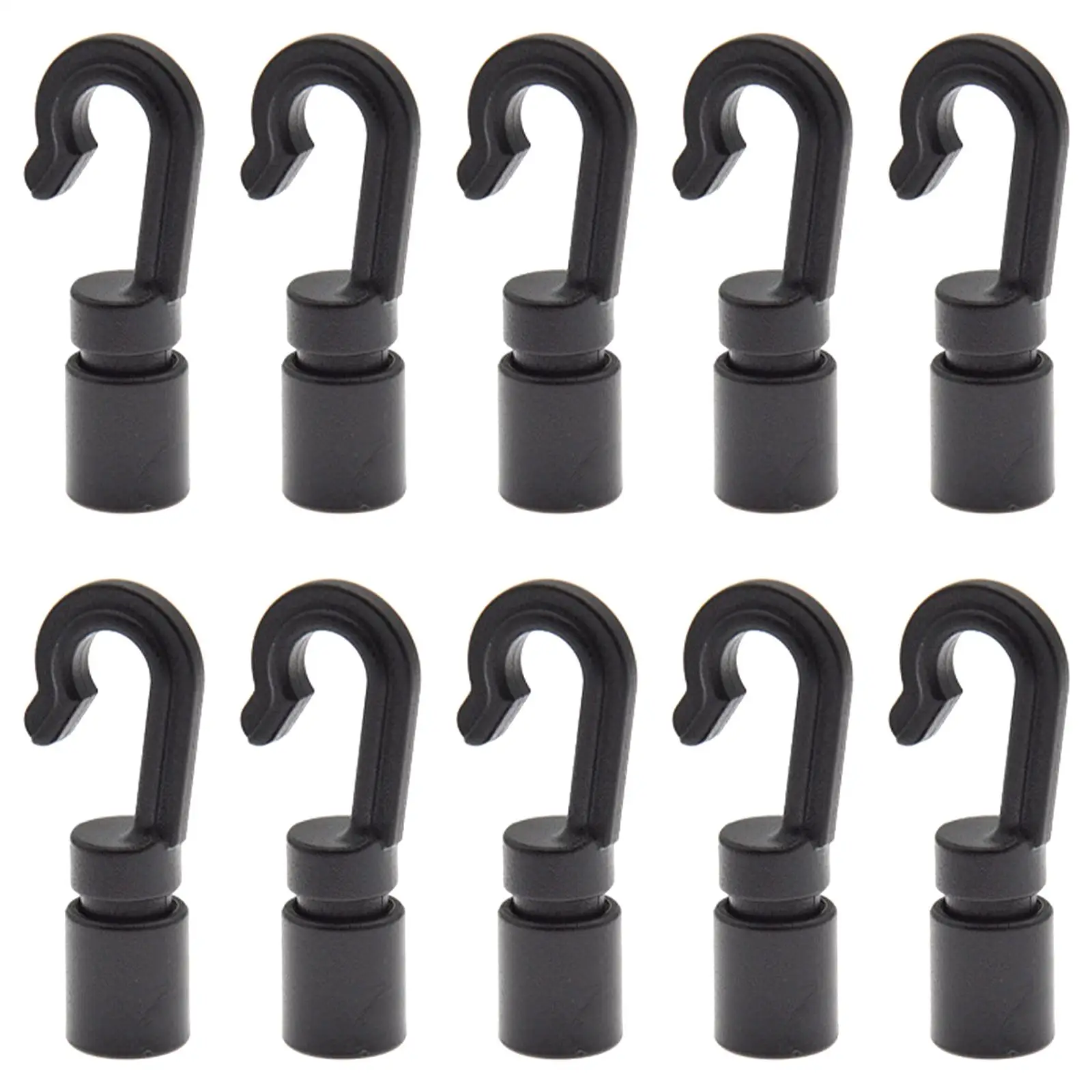 

10x Bungee Shock Cord Open End Hooks Black for Kayak Boat Canoe Accessories