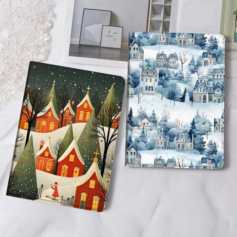 

Cartoon Snowy House Scene Tablet Case For Apple iPad Air Pro mini 1 2 3 4 5 6 7 8 9 11 M2 M3 M5 M4 5th 6th 7th 10th 11th Gift