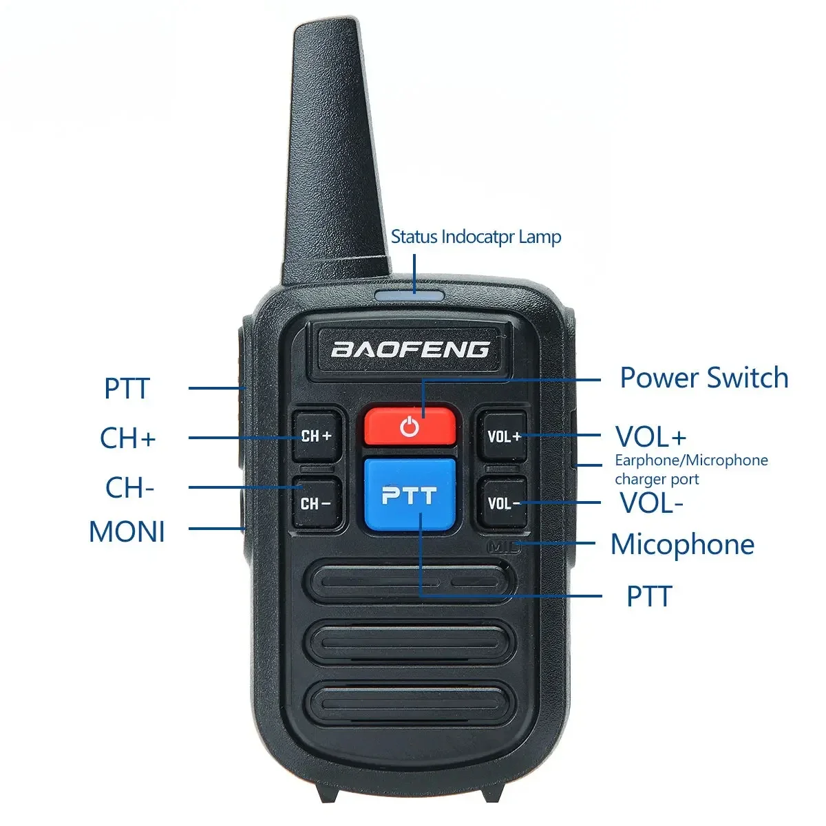 Imagem -02 - Baofeng Bf-c50 Walkie Talkie Transceptor de Rádio Bidirecional Crianças Rádio Presunto Portátil Uhf 400470mhz 16 Canais de Carregamento Usb