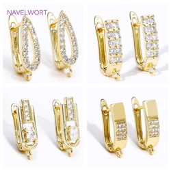 Earrings Making Supplies 18K Gold Plated Brass Inlay Zircon Earwire Earring Hooks Clasp Fasteners DIY Jewelry Making Accessories