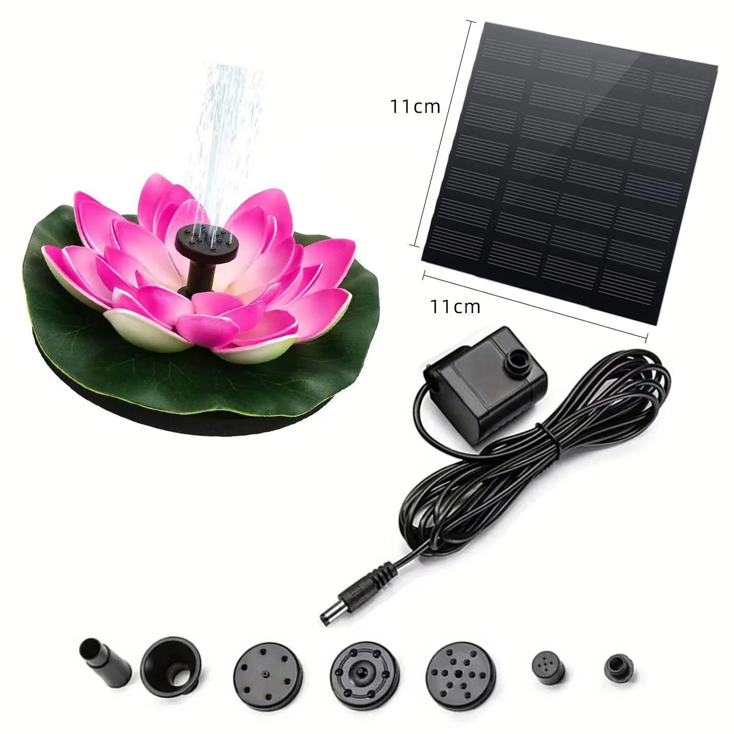 Solar fountain lotus leaf flower floating water spray outdoor water feature garden fountain pool lotus leaf flower micro spray