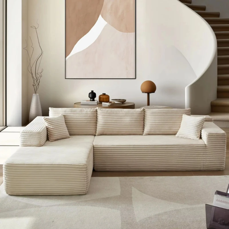 Modern style velvet L-shaped combination sofa set