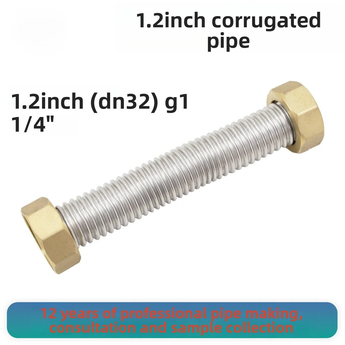 DN32 Bellows 304 Stainless Steel Engineering Special 1.2Inch Threaded Pipe Metal Explosion-proof Water Inlet Hose High Pressure