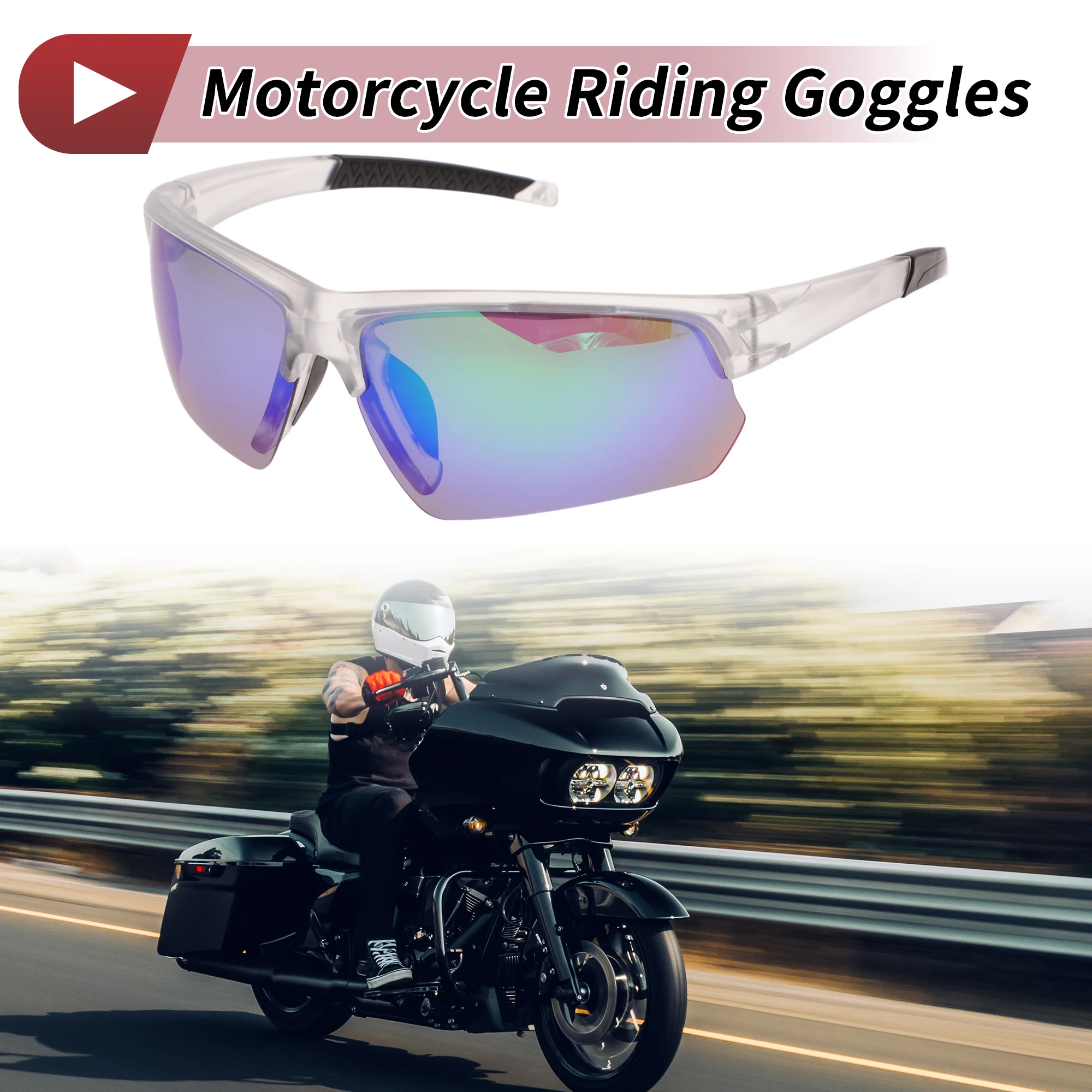 

X Autohaux, 1 шт., очки для езды на мотоцикле, зеленые линзы, прозрачная черная оправа, Tri-acetel, целлюлоза