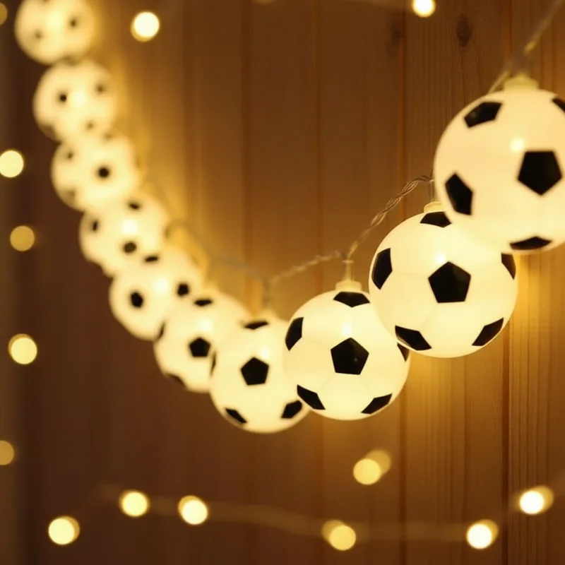 1 unidade de Luzes de Cordão em Forma de Bola de Futebol com 10/20 LEDs, Lâmpada de Fada para Quarto, Casa, Casamento, Jardim, Decoração da Copa do Mundo