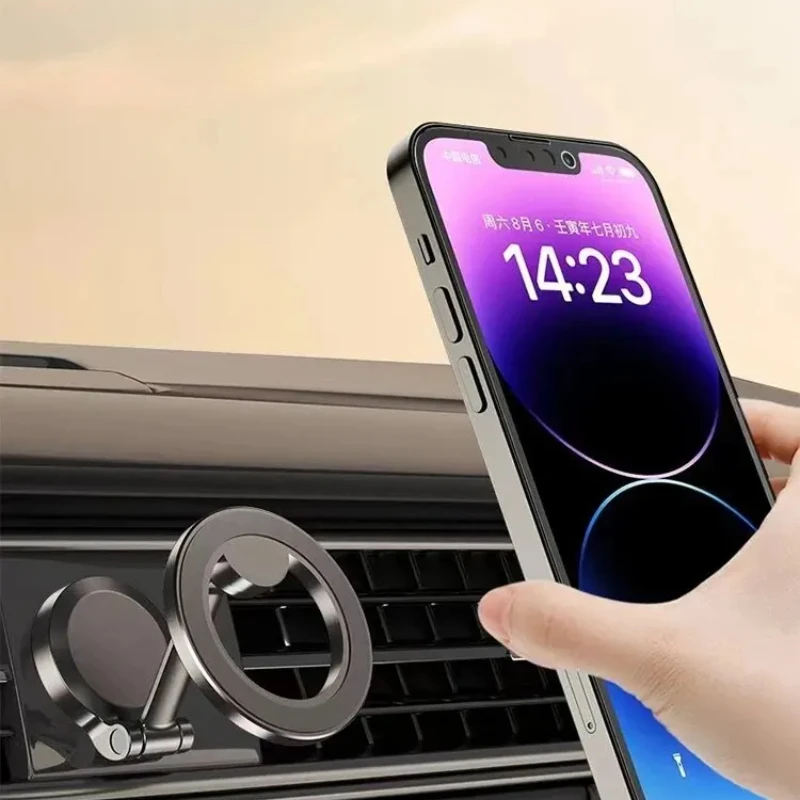 Premium Alloy Magnetic Car Mount: Foldable & Compact Design with iPhone 16-12 Pro 360° Rotation