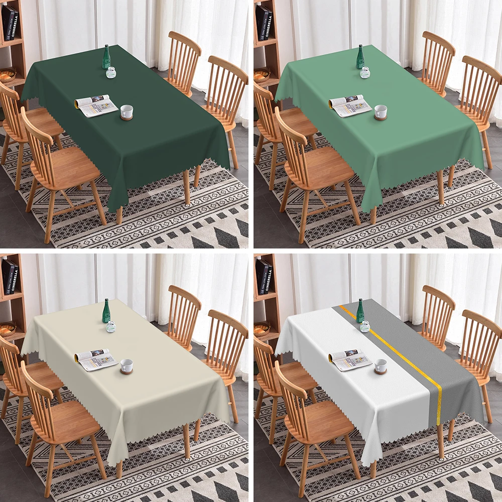 Simple Solid Color Rectangular Tablecloth Waterproof Oil  Dining Table Black Blue White Table Cloth Home Supplies Indoor Outdoor