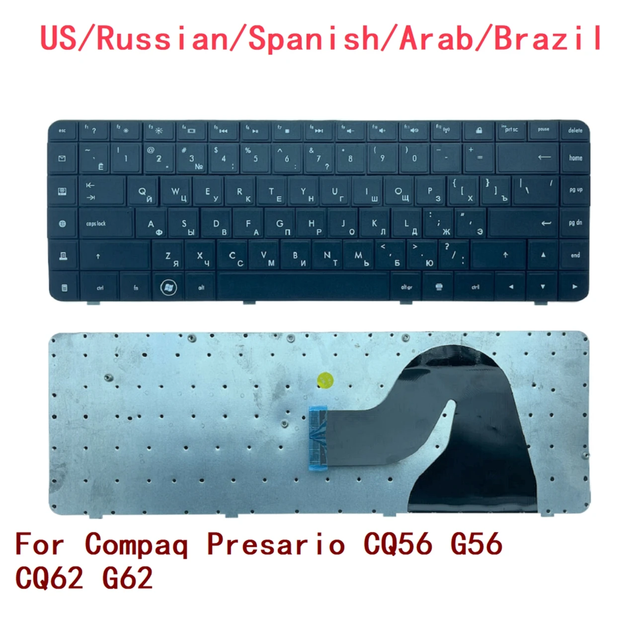 Nowy rosyjski rosyjski hiszpański brazylijski Laptop klawiatura do HP Compaq Presario CQ56 G56 CQ62 G62 części wymienne do komputera notebooka