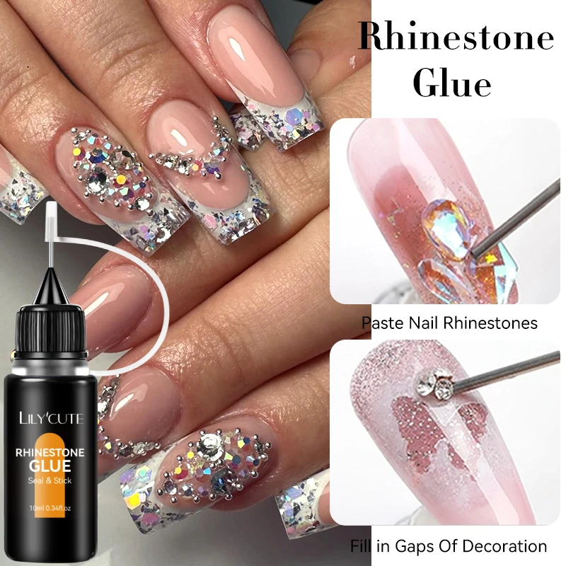 LILYCUTE 10ml Nail Strass Lijm Lijm Voor Stok Sterke Gel Voor Nail Charm 3D Nagels Bling Gel Decoratie Gem sieraden DIY
