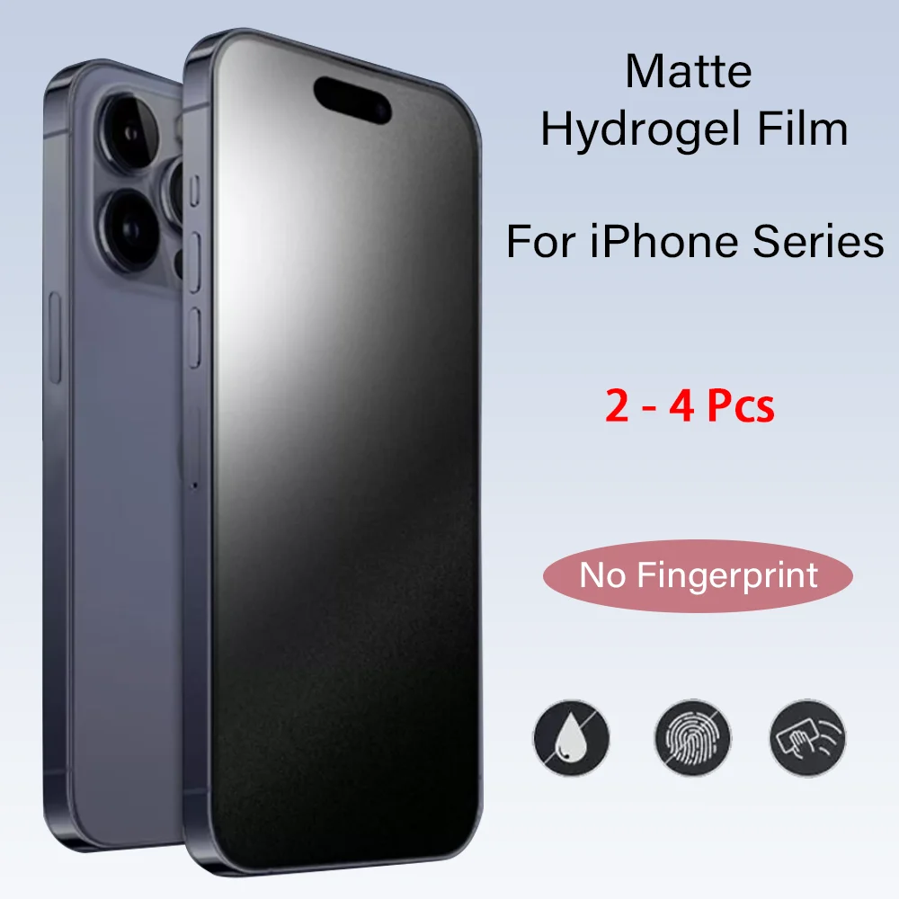 2 - 4 Películas de Hidrogel Fosco para iPhone 17 16 15 14 13 12 Pro Max Plus, Película Anti-impressão Digital para Protetor de Tela do 17 Pro