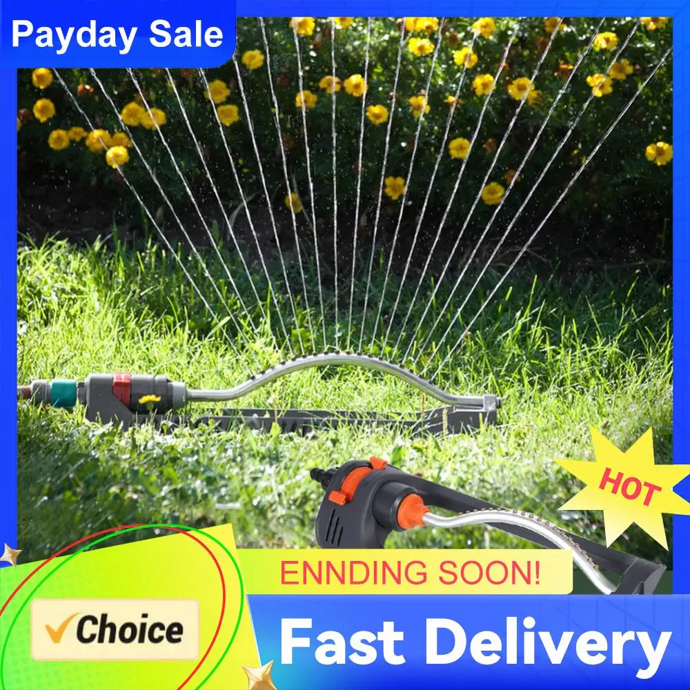 Automatic Oscillating Sprinkler 19 Hole Nozzles Aluminum Tube Swing Sprinkler Rustproof for Large Area Coverage Yard Garden Lawn