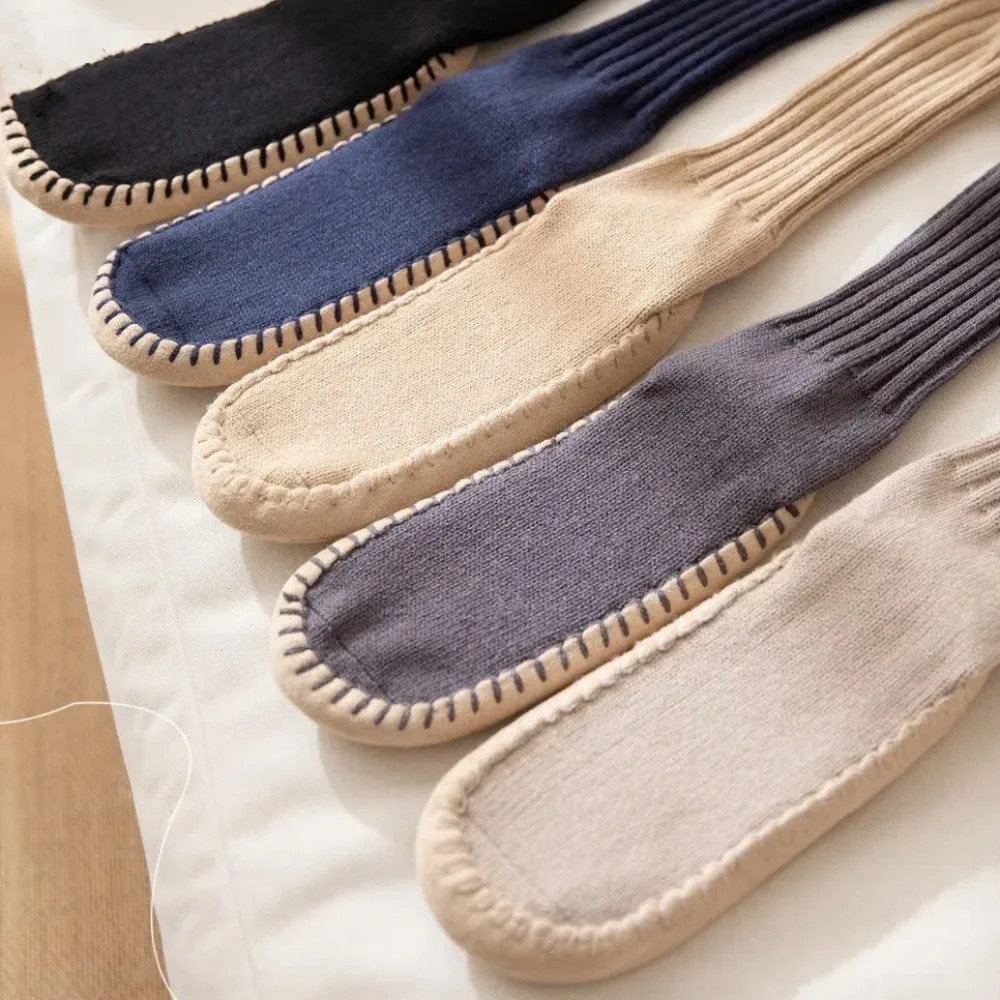 Nieuwe antislip warme kuitsokken dikke bodem effen kleur damesdanssokken warm houden gebreide sokken