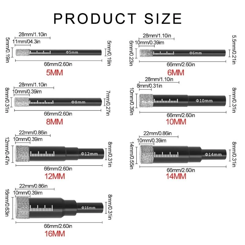 Diamonds Brazed Dry Drilling Bit Versatility Use for Precise Craft DIY Projects