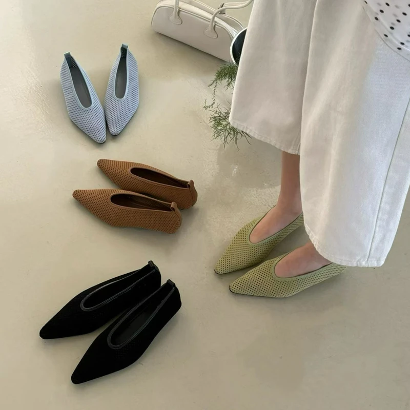 

SUOJIALUN 2026 Spring New Brand Women Boat Shoes Fashion Pointed Toe Shallow Slip On Single Shoes Soft Flat Heel Dress Flat Shoe