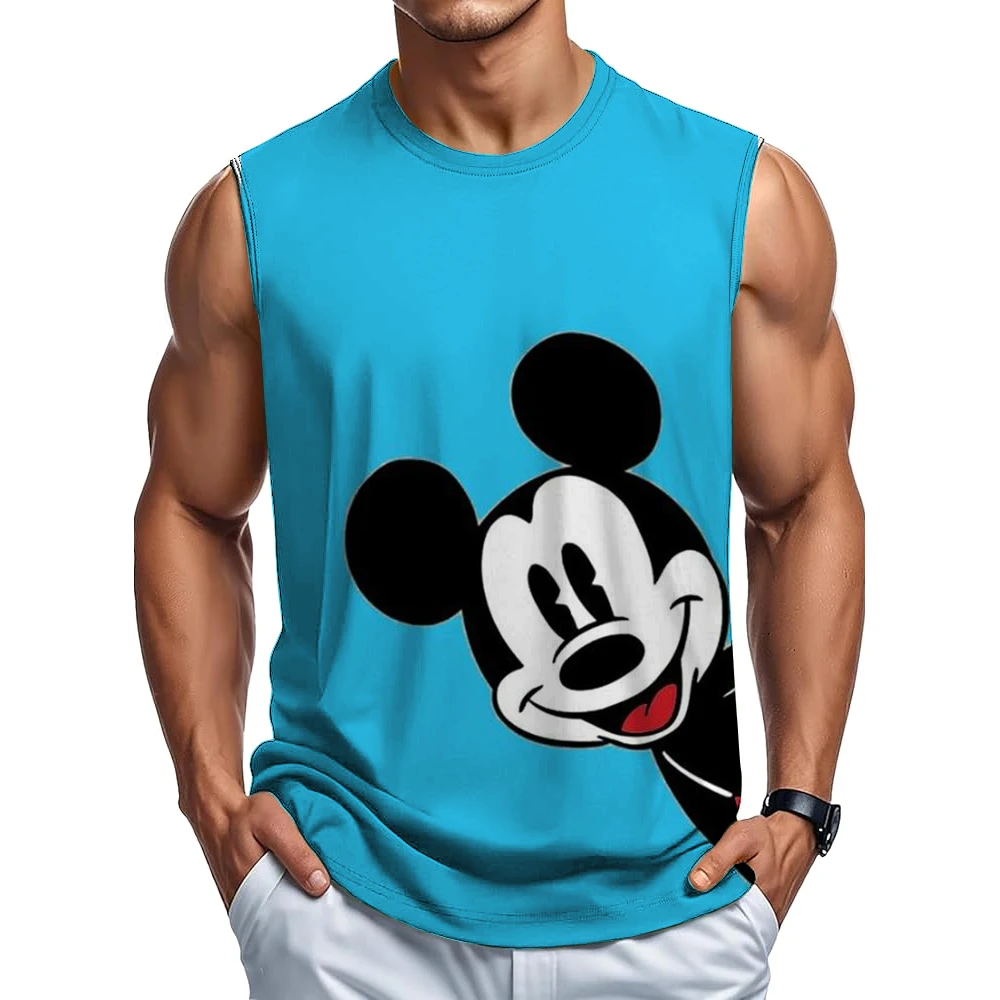 

Summer Bodybuilding Undershirt Men's Quick-Drying Fitness Clothing Sports Disney Mickey Mouse funny print Men Basketball Shirt