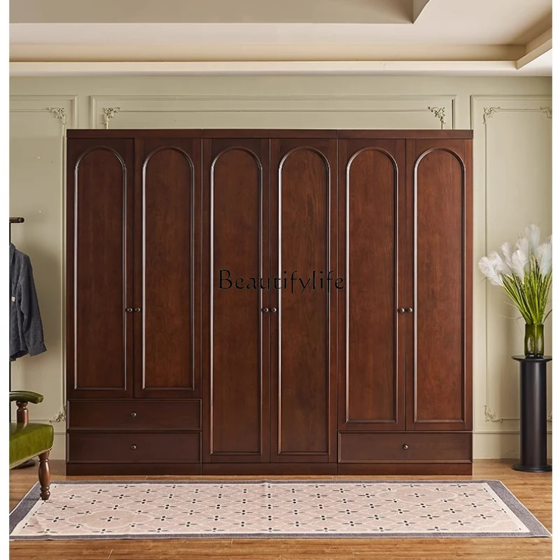 

Solid wood retro American combination wardrobe bedroom storage modern simple storage cabinet