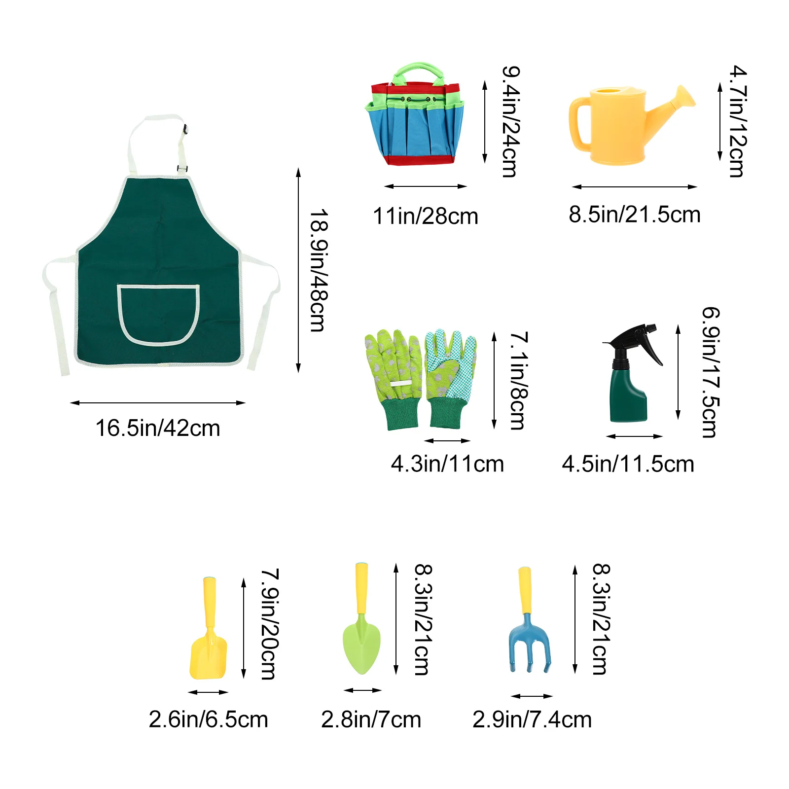 1 conjunto de ferramentas de jardim para crianças, inclui pá, saco de rega, ancinho, adereços de jardinagem, presente, conjunto de ferramentas de jardinagem para crianças