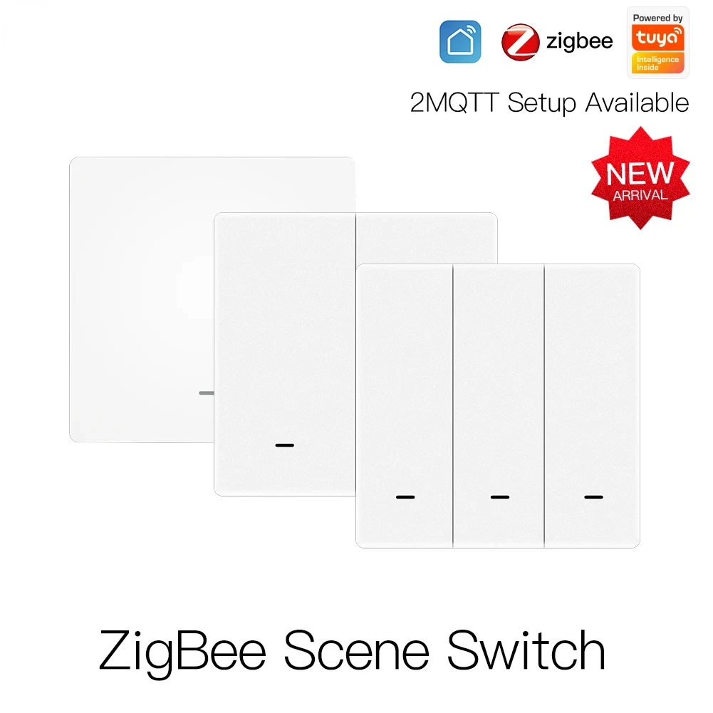 

MOES Tuya ZigBee, беспроводной 9-переключатель сцен, кнопочный передатчик с питанием от батареи, автоматизация приложений Smart Life 1/2/3 Gang
