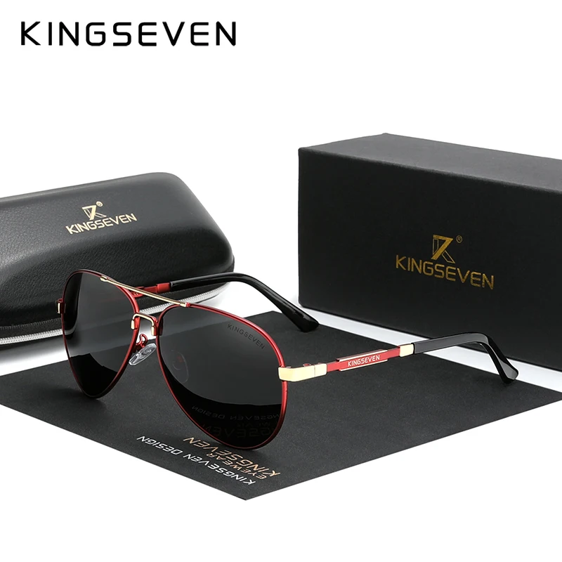 

KINGSEVEN Brand 2024 Aluminum magnesium Polarized Men Sunglasses Vintage Square Metal Frame Male Sun Glasses Driving