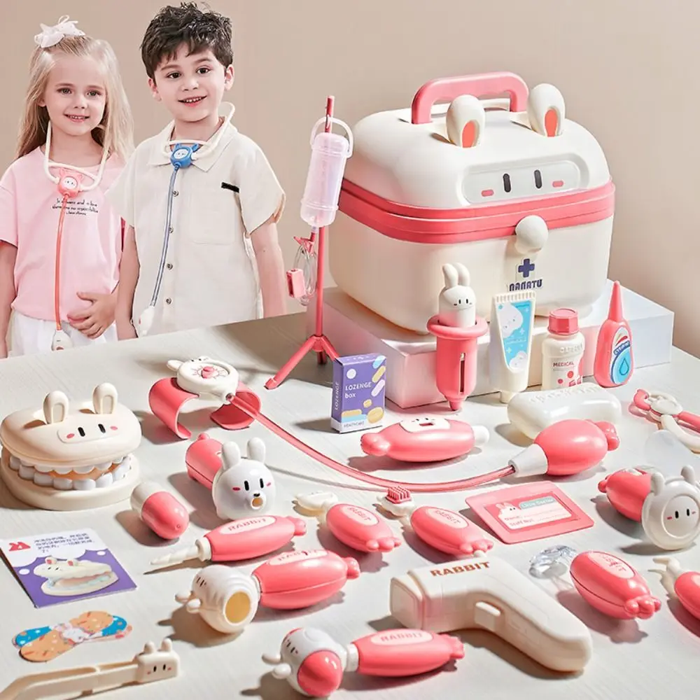Simulation Dentist Box Doctor Pretend Role Play Kit Educational Game Pretent Play Toys Stethoscope Doctor Set Blue/Pink