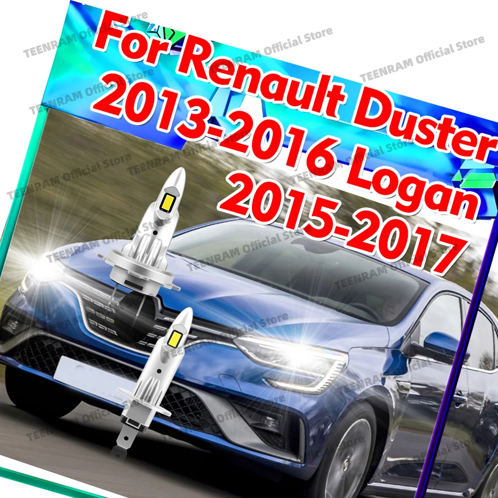 2/4x LED Headlight Bulbs 30000LM Wireless Head Lamps For Renault Duster 2013 2014-2016 Logan 2015-2017 Auto High Low Beam Bulbs