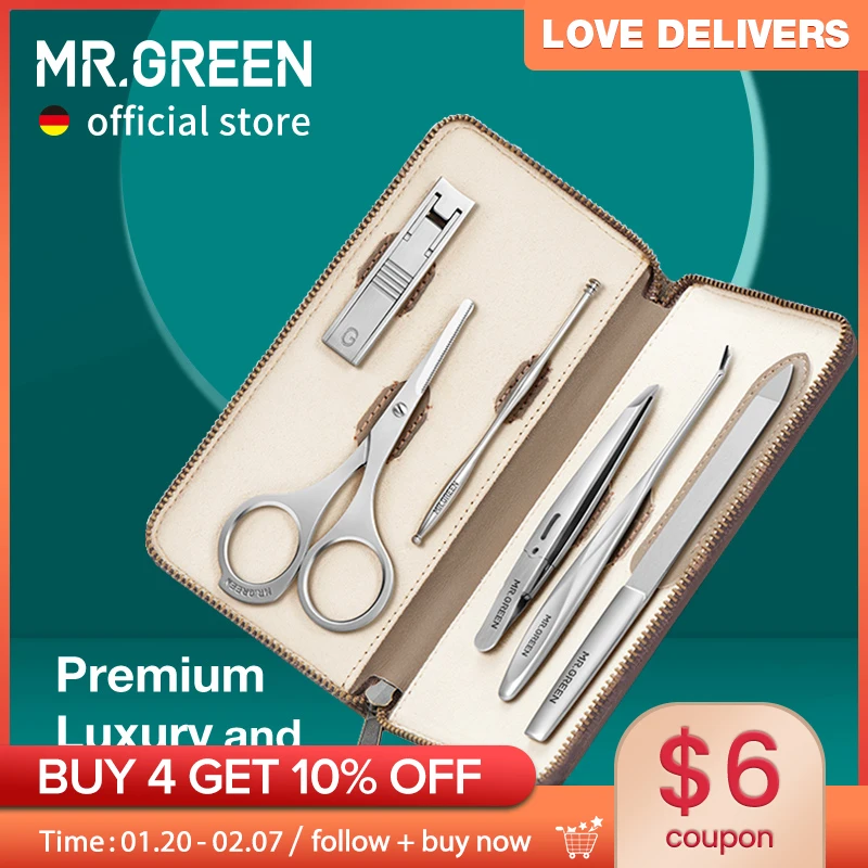 MR.GREEN Portable Luxury Manicure Sets Stainless Steel Pedicure Kits With Full-Grain Cowhide Leather Cover Personal Care Tools