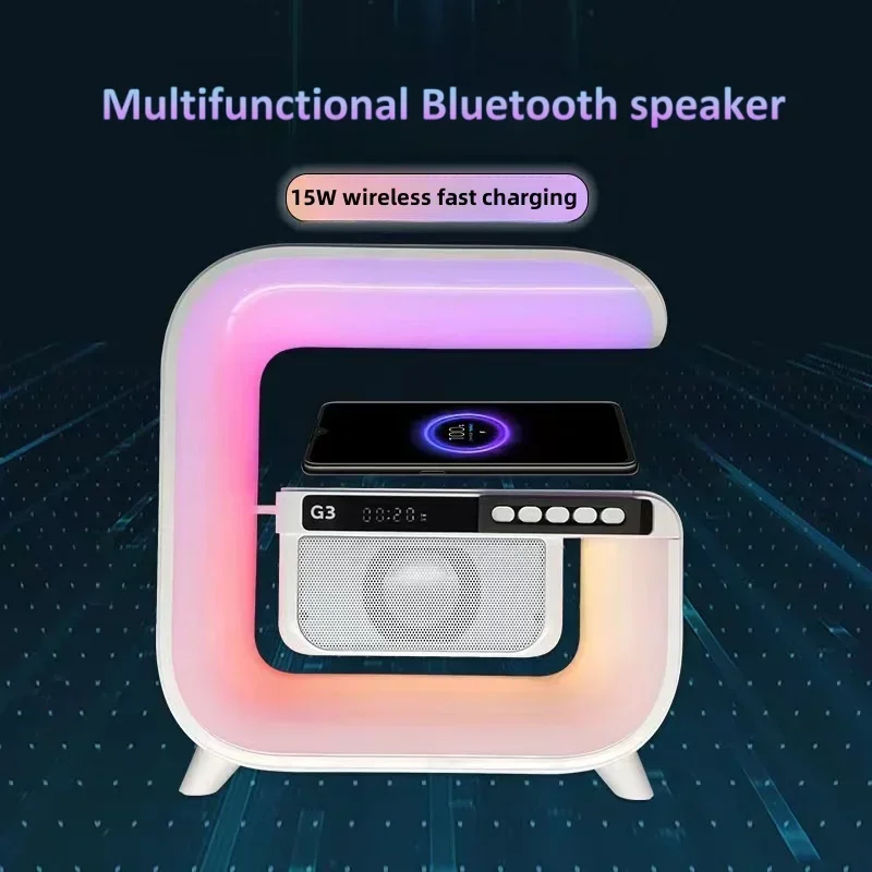 G3 wireless charging multifunctional smart Bluetooth speaker, music desk lamp, timed alarm clock, 13 kinds of ambient lights