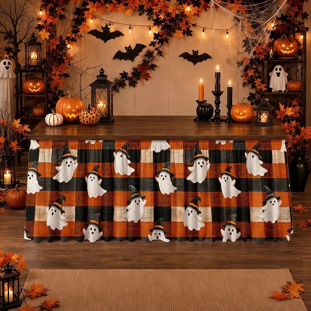 tableskirt Halloween ghost plaid autumn harvest festival party tablecove xzj