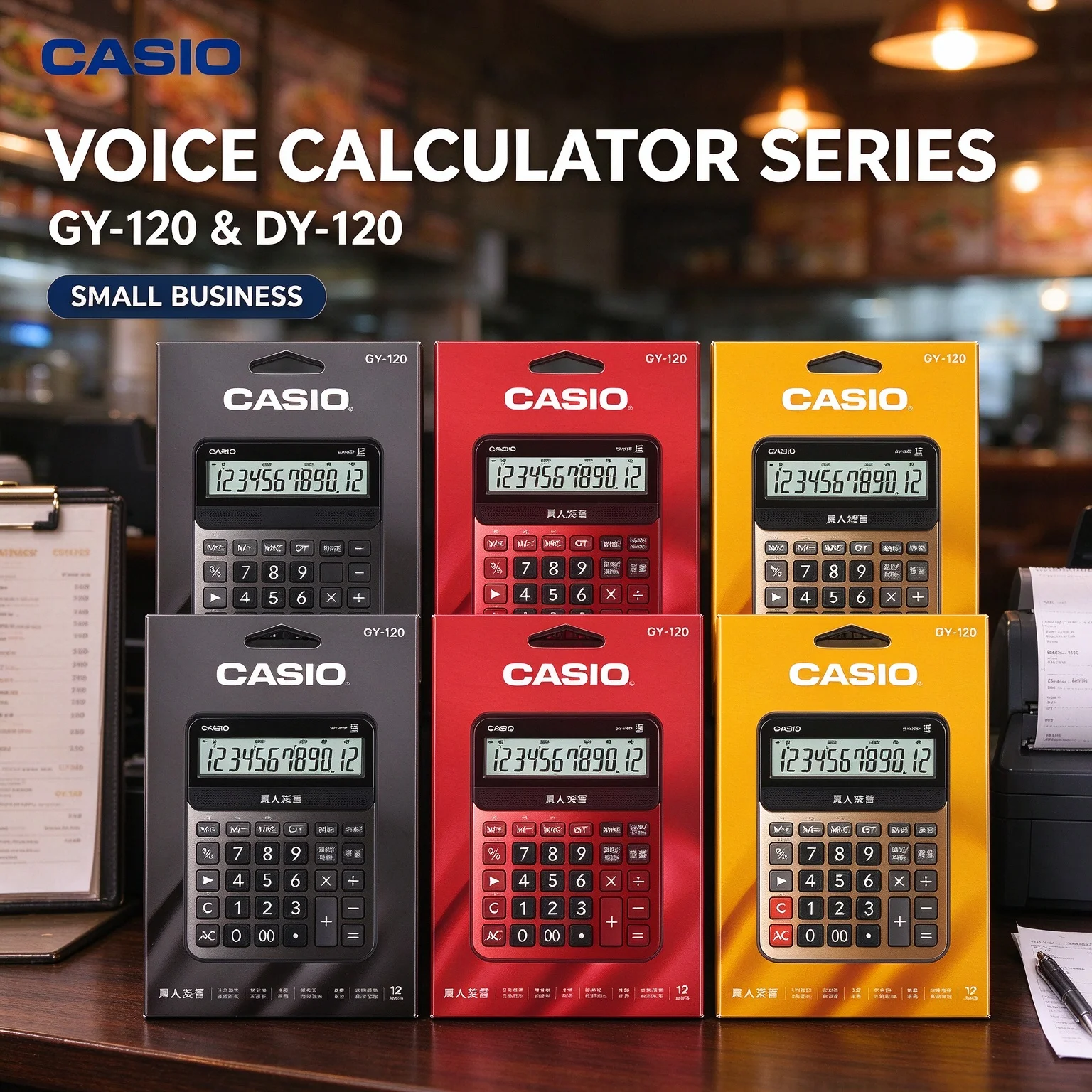 Casio GY-120 DY-120 Financial Calculator Solar Dual Power Large LCD Desktop Type for Office Student Cashier Work