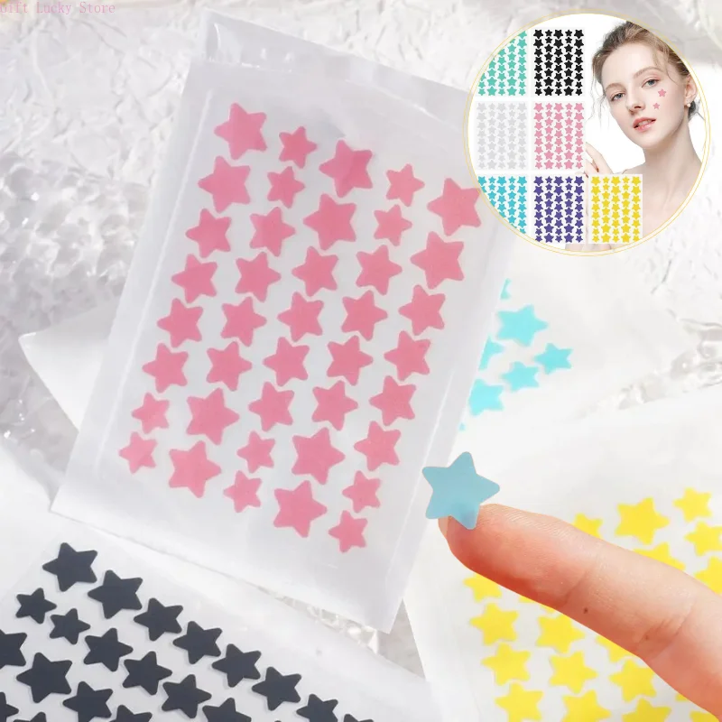 1 caixa cor acne remendo desaparecer reparação invisível remoção de acne adesivos bonito corretivo ferramenta de maquiagem estilo estrela com caixa de armazenamento espelho