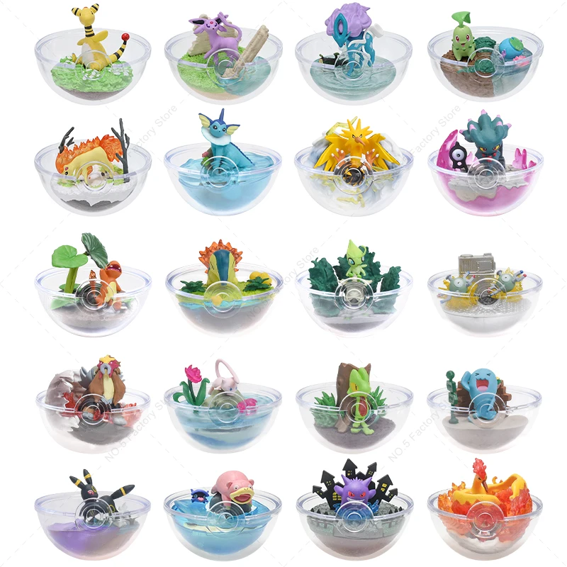 Pokemon Elf Ball Anime Figure Transparent Poke Ball Terrarium Callection Eevee Gengar Mewtwo Statue Figurines Model Toys Gifts