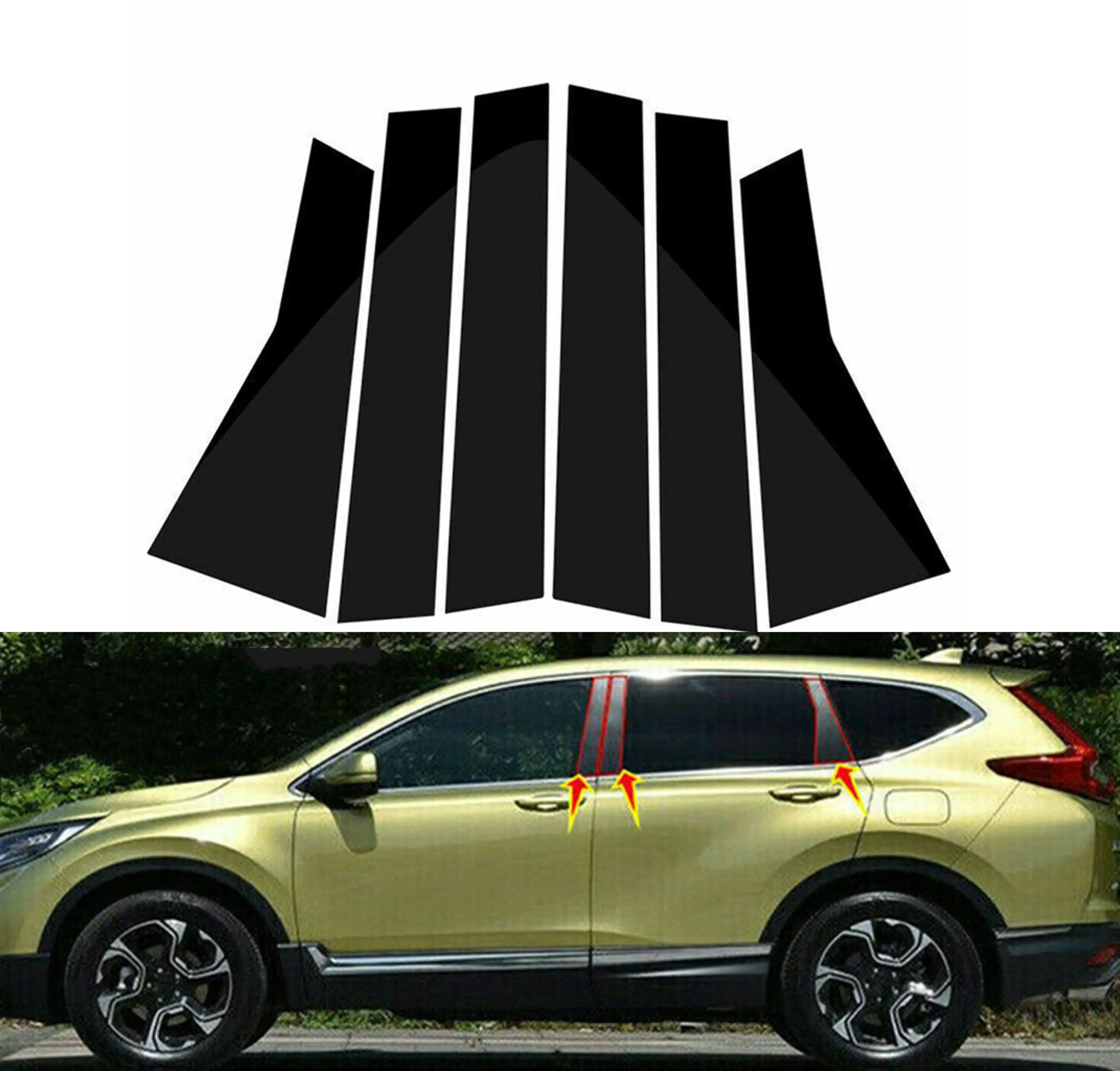 

Car Glossy Black Pillar Posts For Honda CRV 2017 2018 2019 2020 2021 2022 Window Door Moulding Trims Cover BC Column Sticker