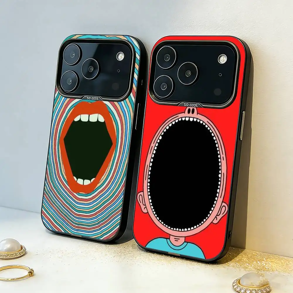 

Ah, please open your mouth Phone Case For iPhone17 16 15 14 13 12 Pro Max Grey Black Matte Laser Metallic Aurora Funda