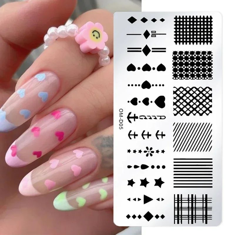 Valentine\'s Day Heartbeat Nail Stamp Templates Love Heart English Letter Nails Art Stamping Plate Professional Nails Supplies