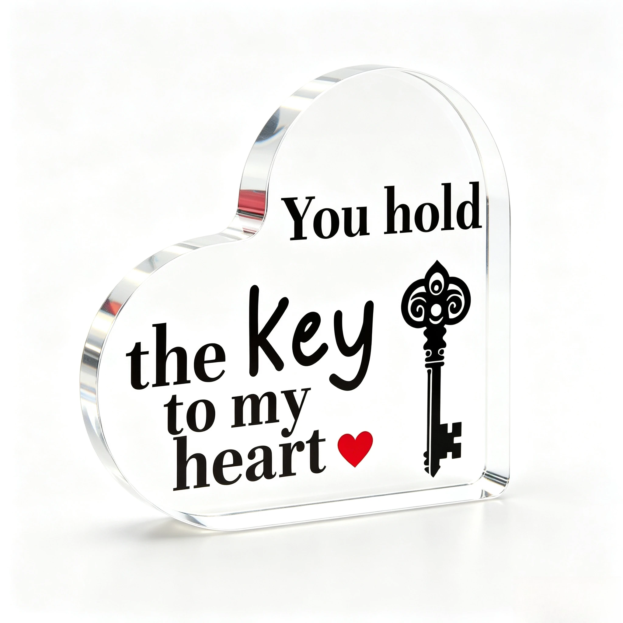 You Hold The Key To My Heart Acrylic Heart Plaque Romantic Love Gift,Vintage Key Pattern Heart Acrylic Ornament Valentine’s Day Present