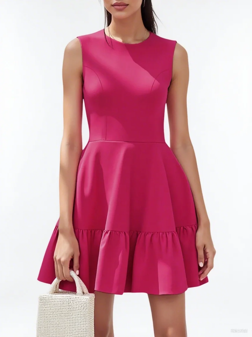 Mia Muse Select однотонные мини-платья без рукавов с круглым вырезом для отпуска для женщин, летние элегантные модные платья